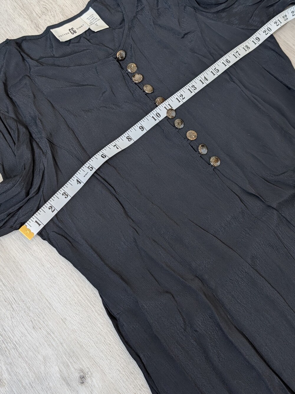 Cotton Ginny Black Minimalist Prairie Long-Sleeve Button Front Maxi Dress L - Picture 9 of 10